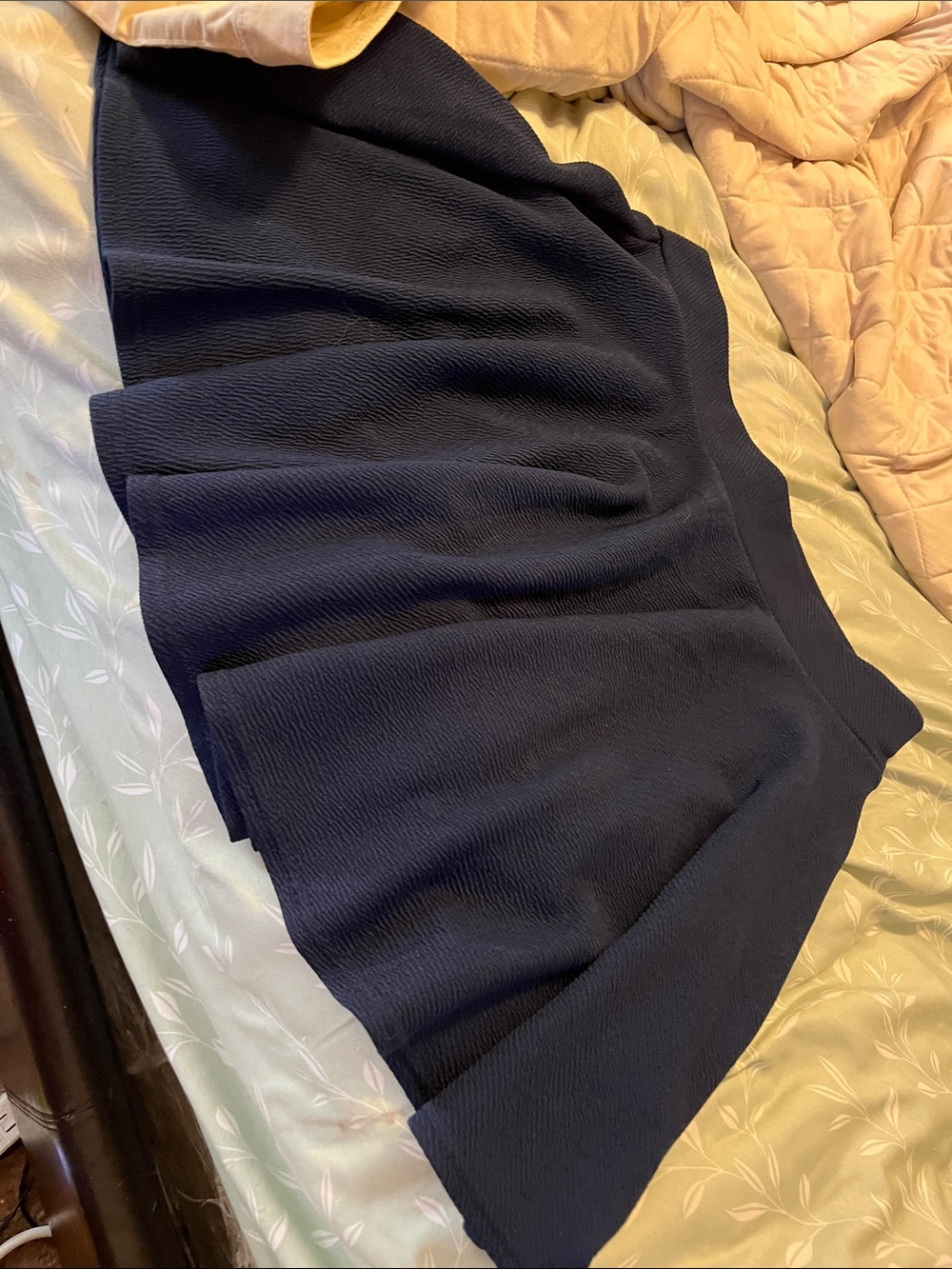 Classic Navy Circle Skirt with Textured Fabric